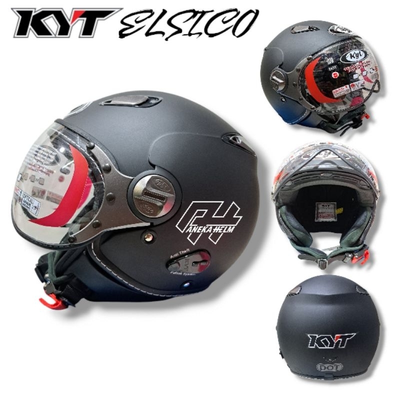 HELM KYT ELSICO SOLID BLACK DOFF