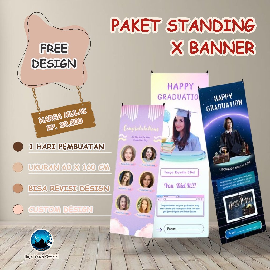 Cetak Paket Spanduk X Banner Standing  Warung Jualan Acara  Wisuda Wedding Pernikahan Custom Murah