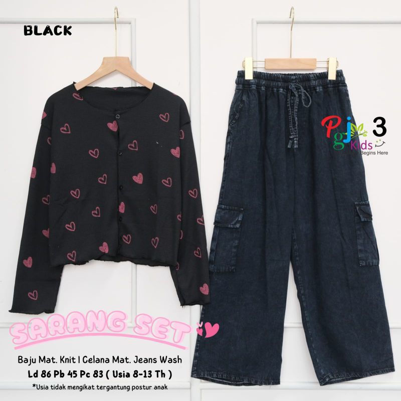 sarang set ori pgj / set baju anak perempuan usia 8-11 tahun / set baju dan celana jeans anak peremp