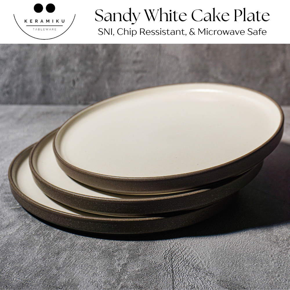 SANDY WHITE PIRING KUE KECIL KERAMIK TAHAN GORES PANAS MICROWAVE OVEN