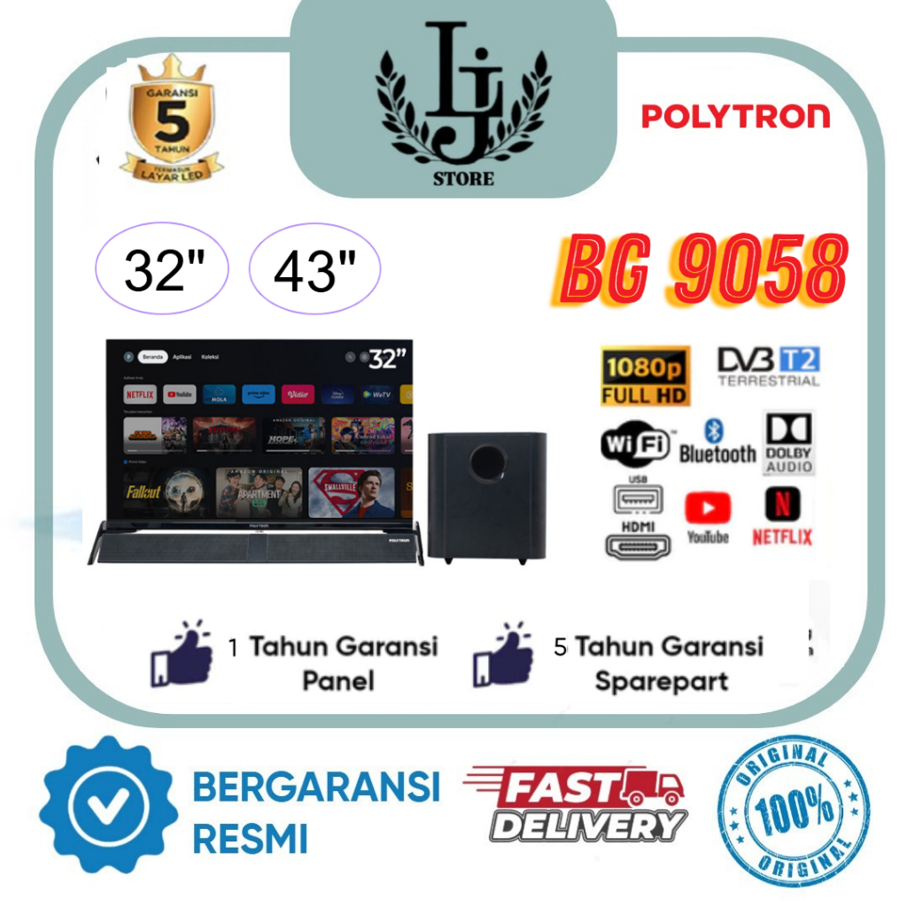 TV LED Polytron 32BG5058 / 43BG9508 LED Polytron LED Polytron Soundbar Android TV Polytron