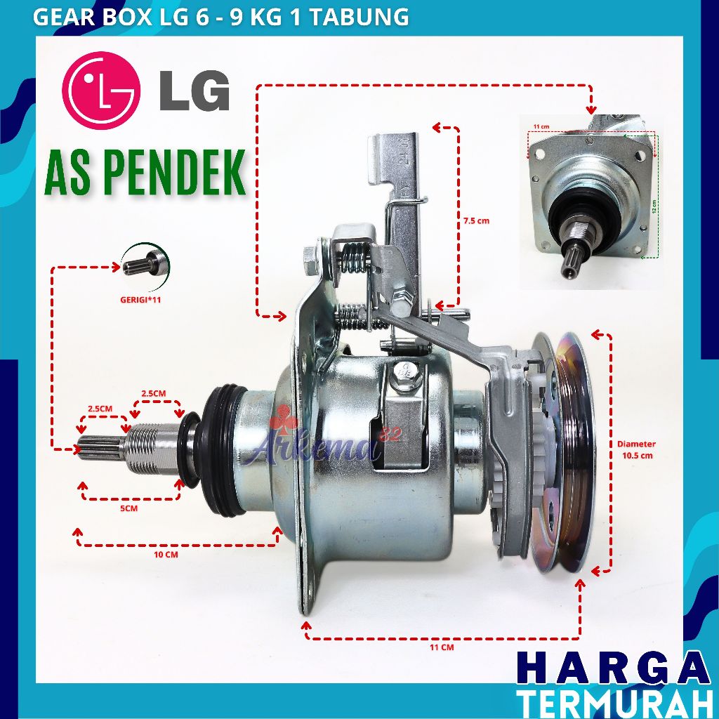 GEAR BOX MESIN CUCI LG 1 TABUNG 6KG-9KG | GEARBOX AUTOMATIC LG-E | GERBOX / GIRBOX PRONT LOADING
