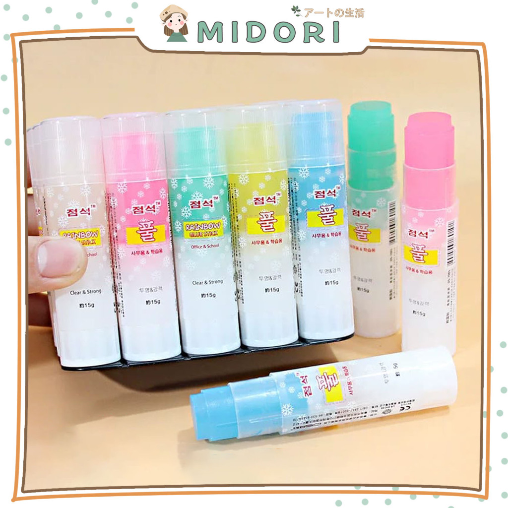 

[MIDORI] RAINBOW GLUE STICK 8g/ 15g Paper Lem Kertas Lem Stik Putar Made in Korea - F0290