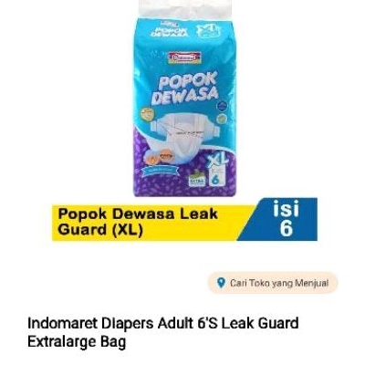 Indomaret Popok Dewasa perekat ukuran XL Isi 6 pcs