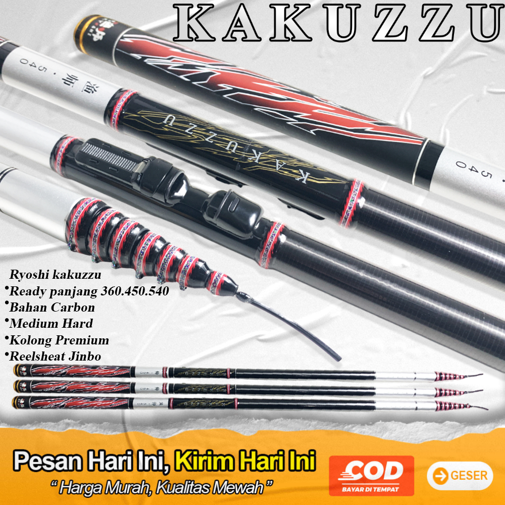 Joran Pancing Tegek Kolong Premium Ryoshi Kakuzzu 360 450 540 Bahan Carbon Medium Hard Ringan