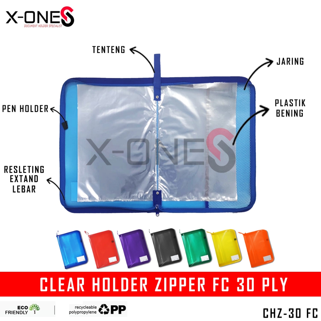 

X-ONE CLEAR HOLDER ZIPPER 30 PLY F4 PLASTIK BENING DISPLAY BOOK RESLETING / CHZ 30 FC