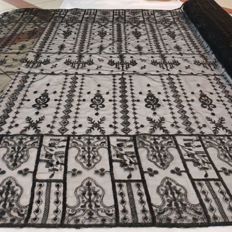 Kain tulle bordir facua sapto full motif premium