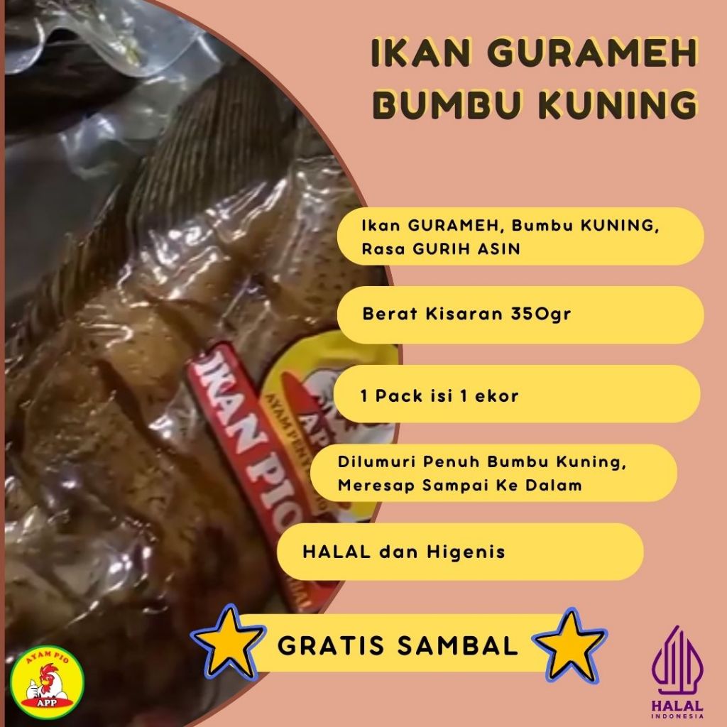 

Ikan GURAMEH Ungkep Bumbu KUNING - GRATIS SAMBAL!!!