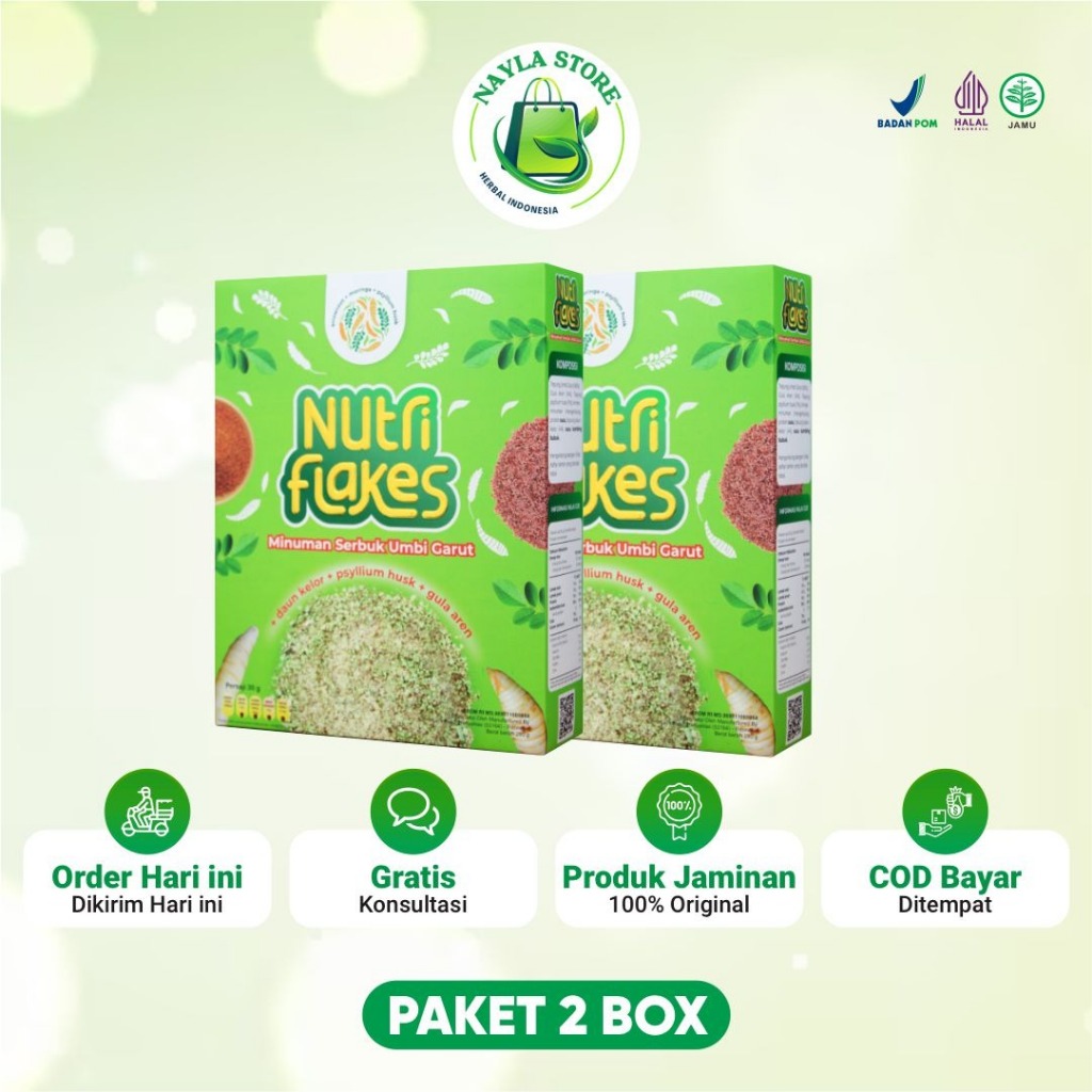 

NUTRIFLAKES Sereal Umbi Garut – Solusi Ampuh Asam Lambung, Maag & GERD [ PAKET 2 BOX ]