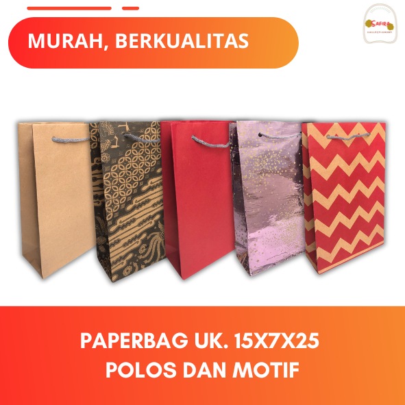 

Paper Bag Hatari Polos dan Motif ukuran 15x7x25 Bahan Craft / Paperbag Hajatan / Tas Kado / Paperbag murah / Gift bag