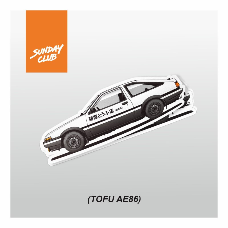 Sunday Club - Sticker Satuan mobil AE86 TOFU Initial D Drift Otomotif