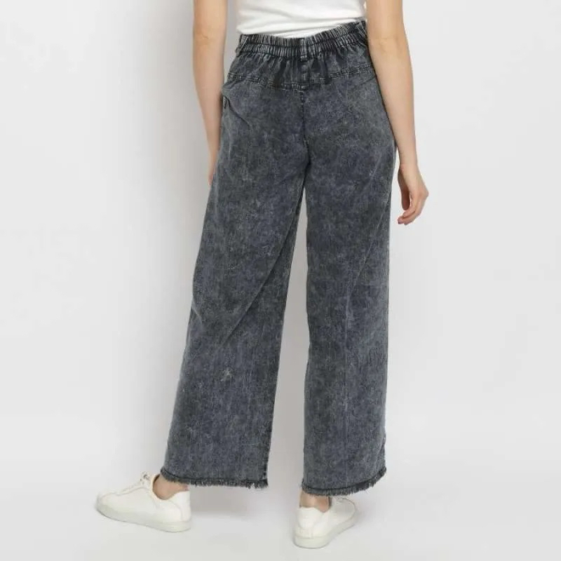 KULOT JEANS SOFT POLOS WANITA BISACOD CELANA PANJANG WIDE LEG HIGHWAIST KOREA STYLE KEKINIAN CELANA 