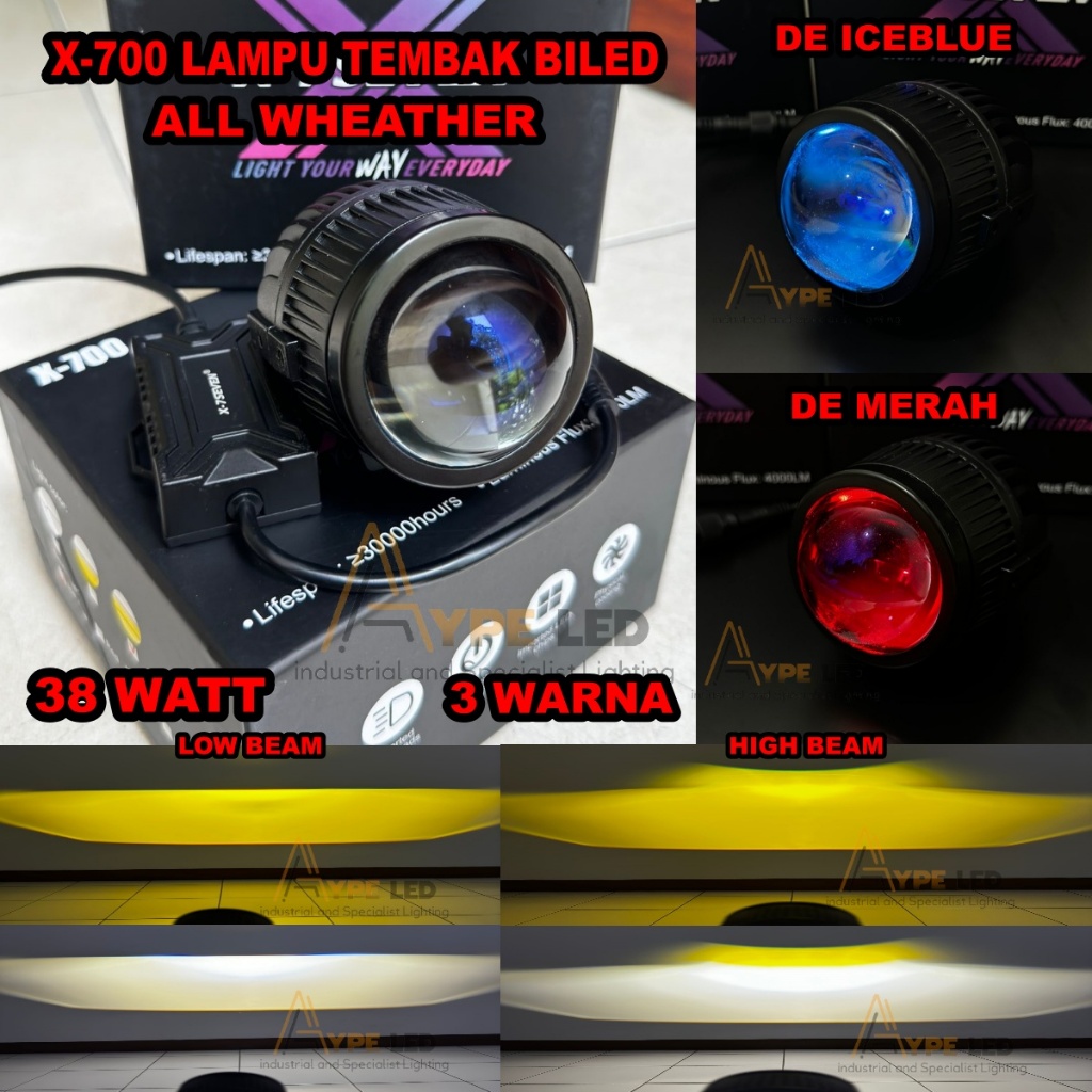 LAMPU TEMBAK BILED X700 X-7SEVEN 3 WARNA ALL WHEATHER BILED OUTDOOR 38 WATT CAHAYA CUT OFF BILED