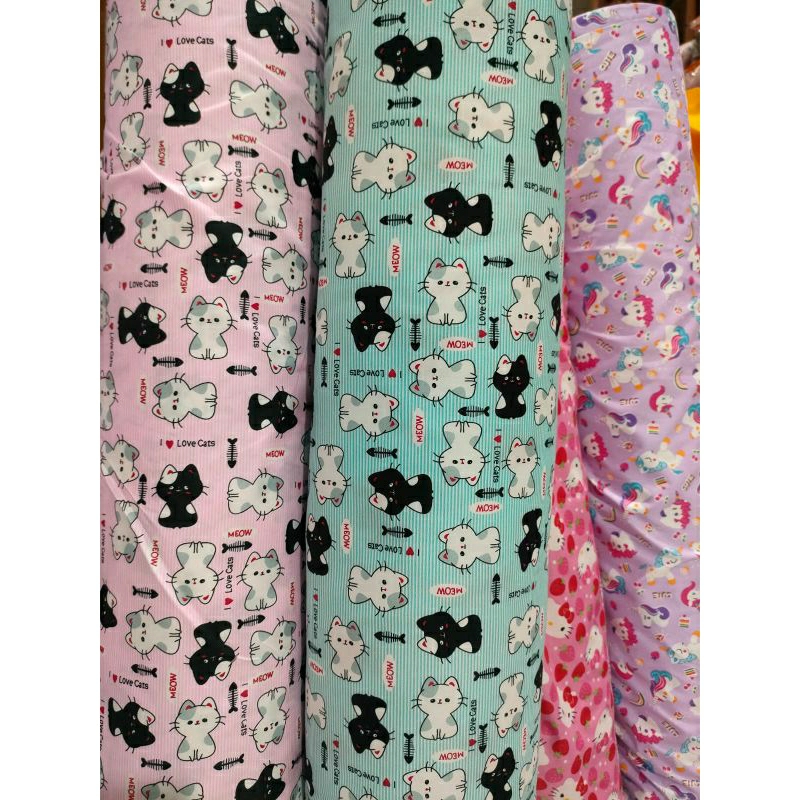 Kain Seprei Motif Love Cats Katun Motif Lebar 240cm