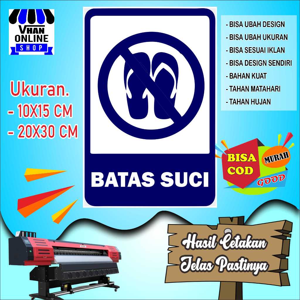

Cetak Sticker Tempelan Batas Suci Bahan Kuat Bagus Biru