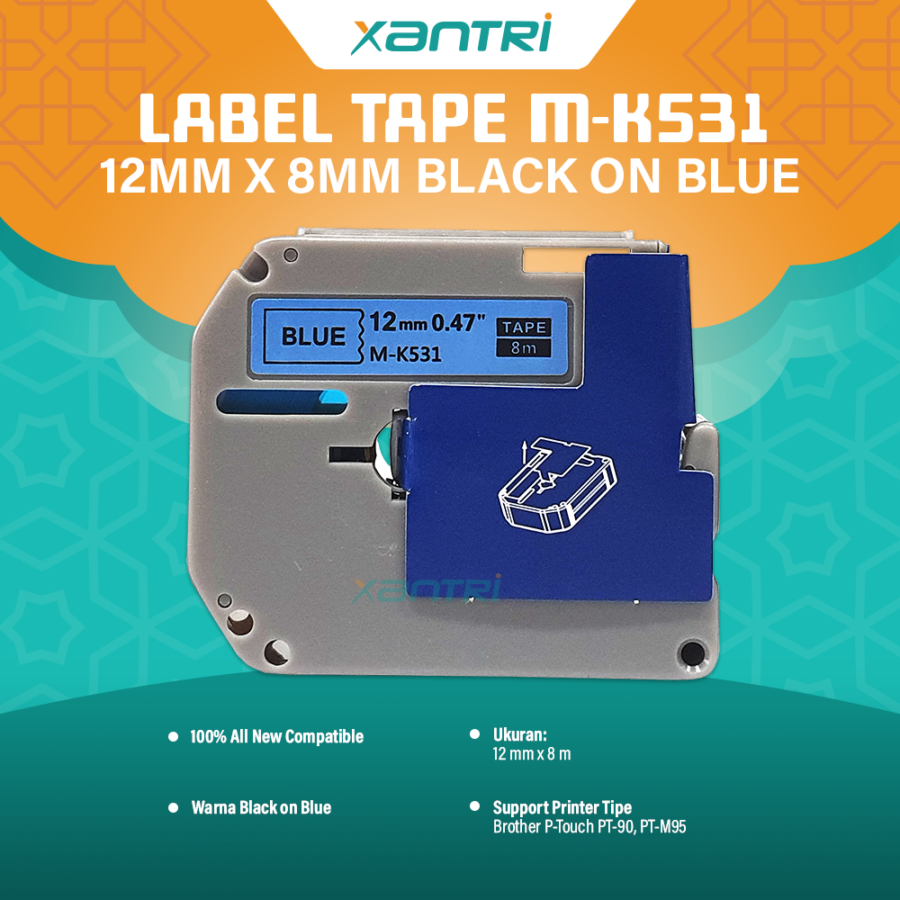 READY STOCK Xantri - Label Tape 12mm MK-231 MK-531 MK-631 MK-731 MK-931 Casette 12mm x 8mm