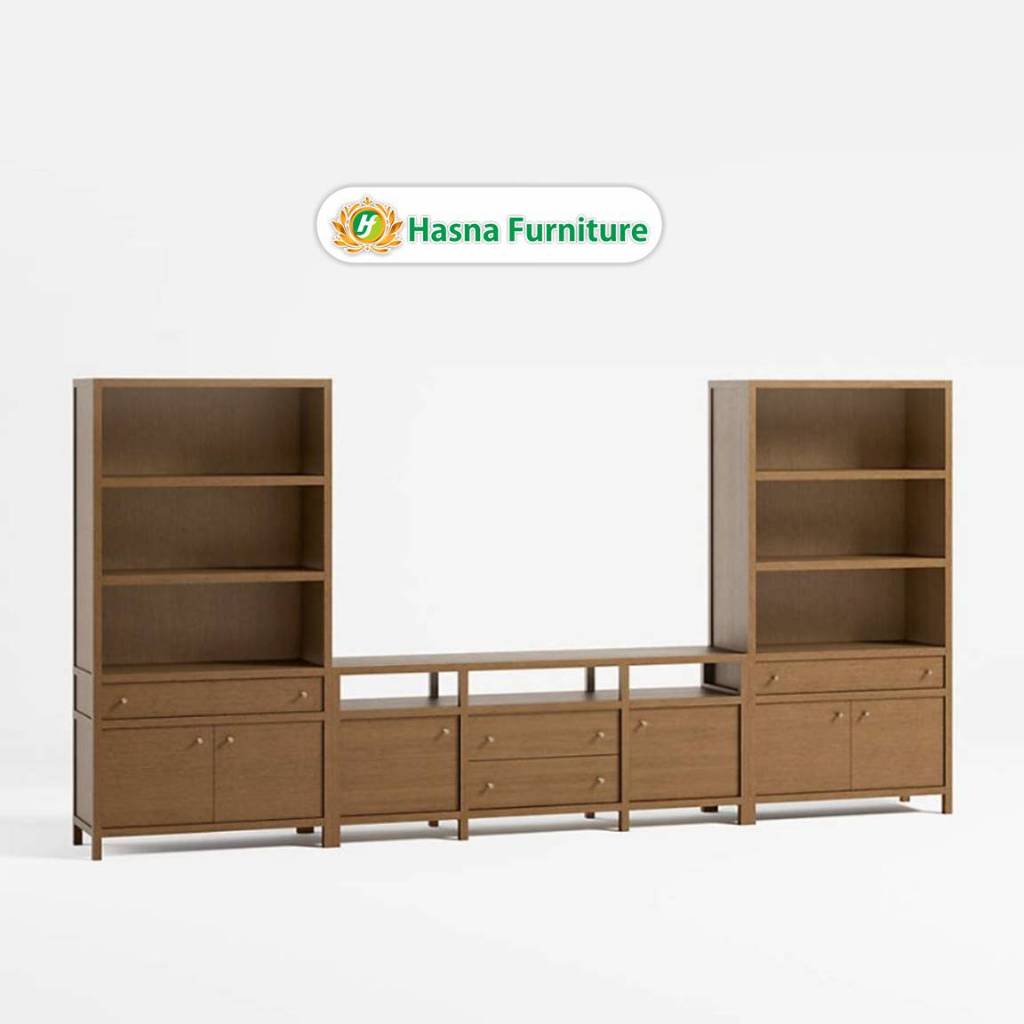 Backdrop Tv Ruang Keluarga Minimalis Kayu Jati