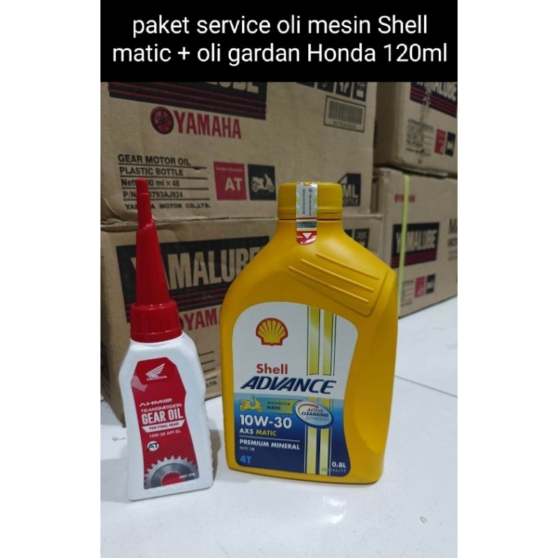 oli mesin Shell matic 800ml + oli gardan Honda 120ml original gratis ongkir