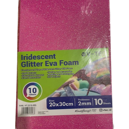 

TBMO IRIDESCENT GLITTER EVA FOAM TYPE VT2310-IEG 20X30CM ISI 10 PCS V-TEC