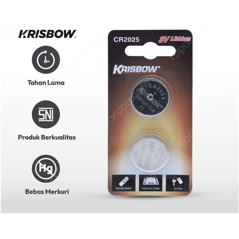 AZKO Krisbow Set Baterai Koin Baterai Kancing CR2025 CR2032