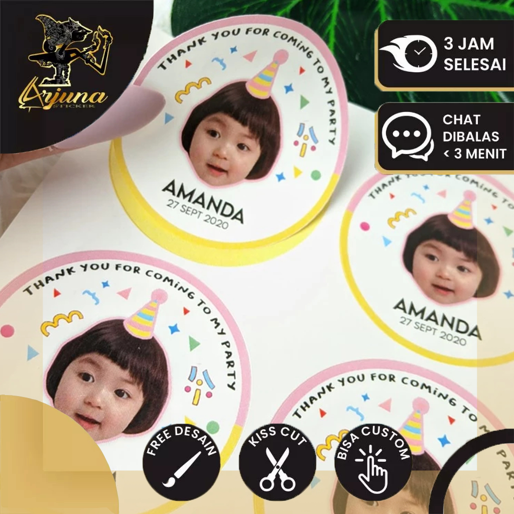 

2-4 Stiker Ultah Anak Ulang Tahun Label Bulat Besday Sticker Undangan Ulang Taun Happy Birthday