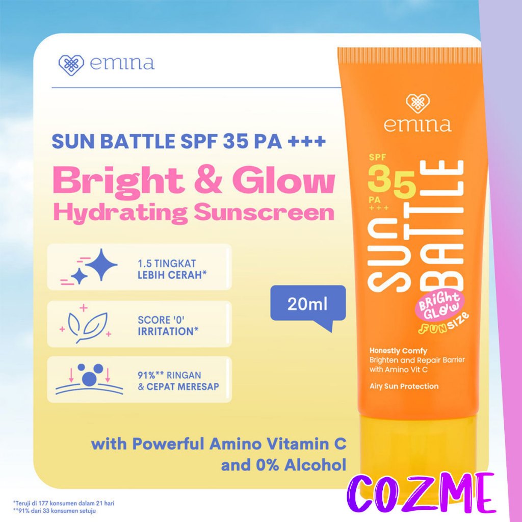 [36PCS] EMINA Sun Battle Bright Glow Hydrating Sunscreen SPF 35 PA+++ 20mL (KARTON)