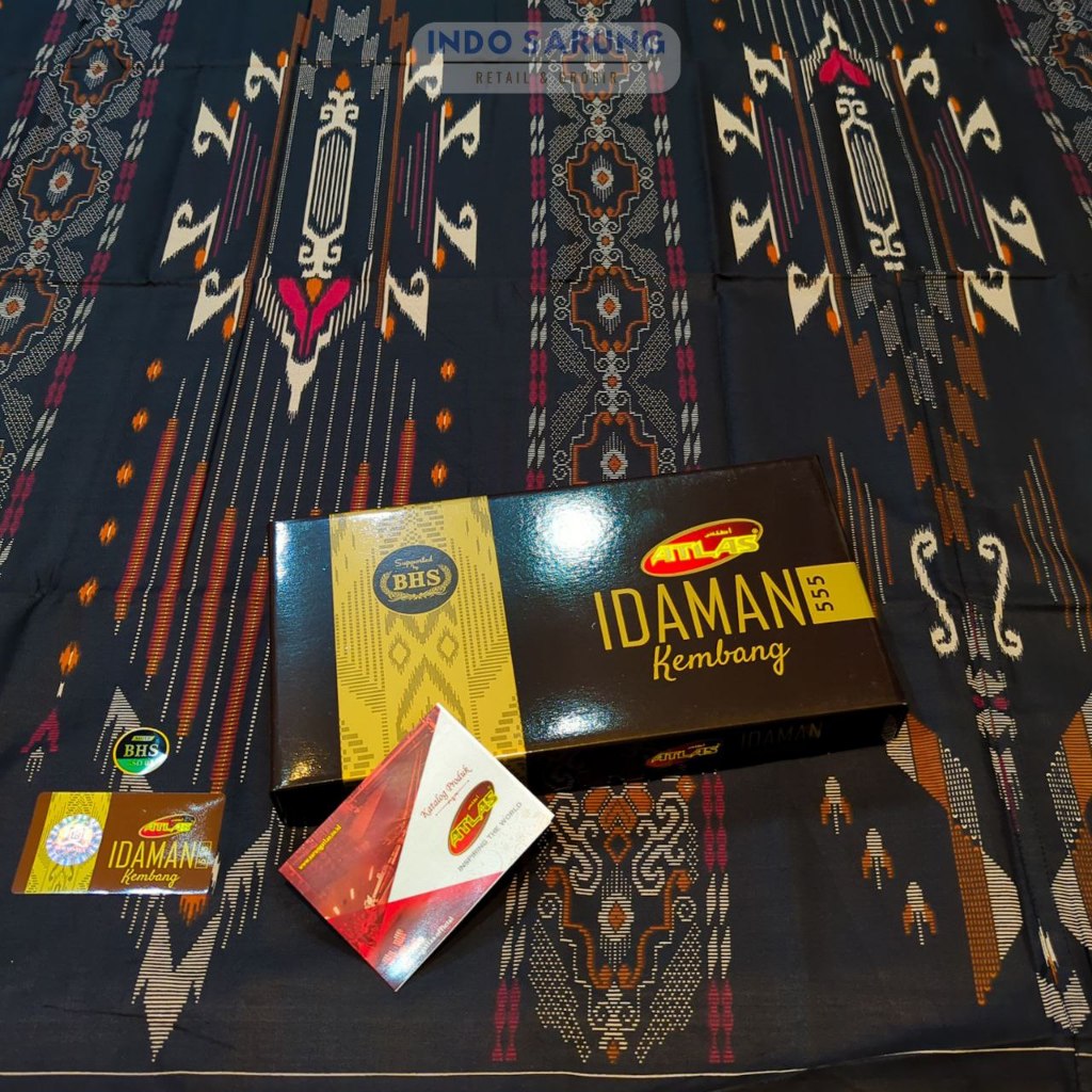 SARUNG ATLAS MOTIF BHS Idaman Kembang Harmoni 555 Warna Hitam Murah Premium Official Original Batik