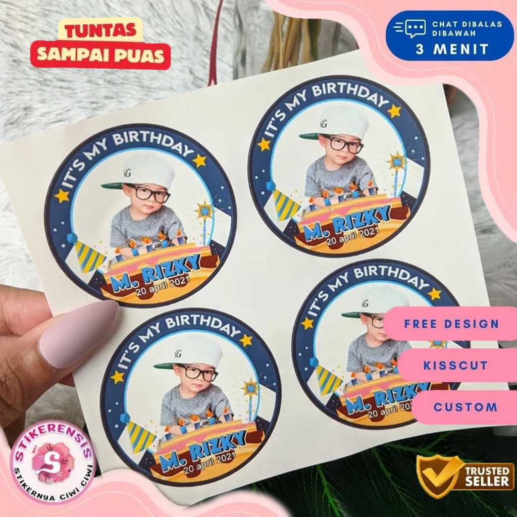 

Stikerensis Sticker Bulat Ulang Tahun Anak Stiker Ultah Free Design Template Birthday Sticker Chromo