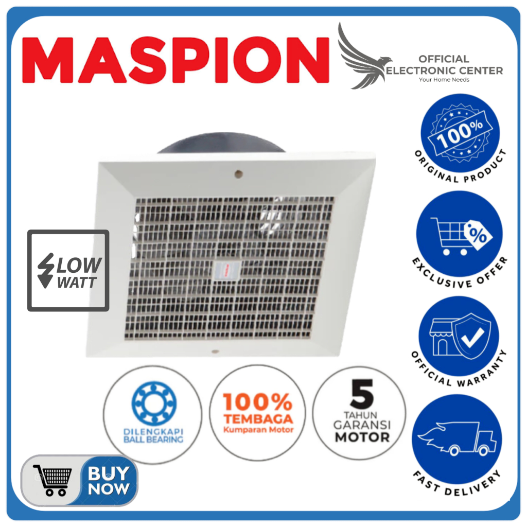 MASPION EXHAUST FAN CEF-20 CEF20 PLAFON 8 INCH STRONG FAN LOW WATT MASPION EKSOS