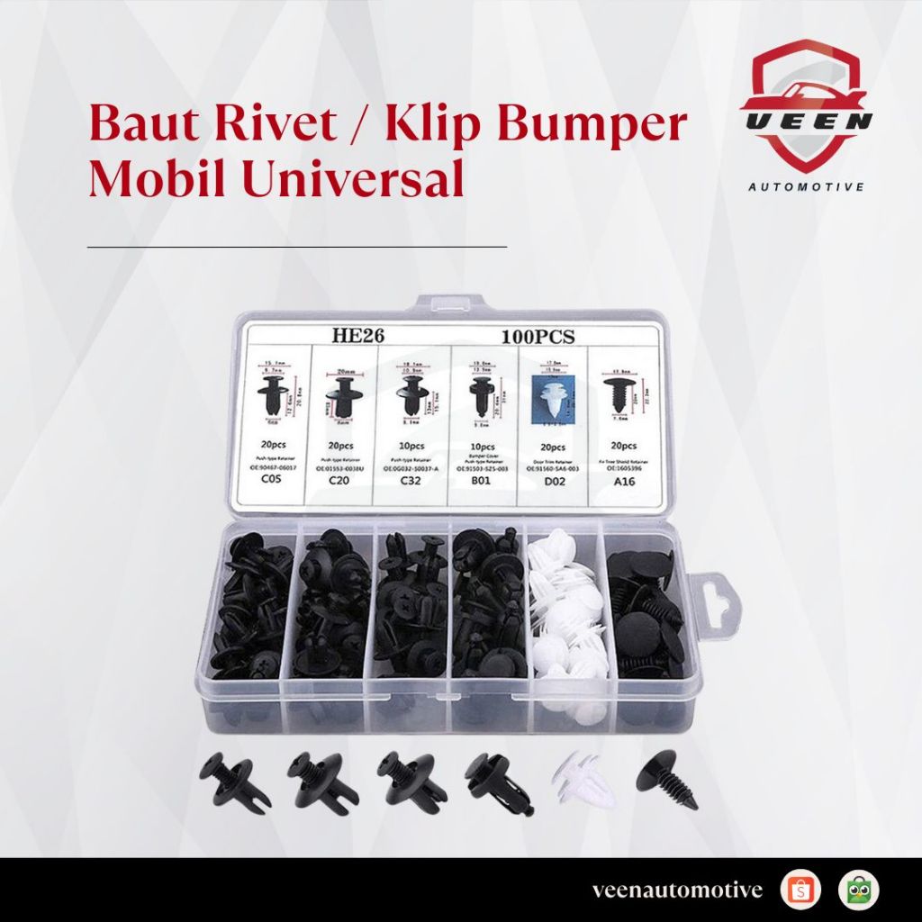 Baut Klip Rivet Mobil Universal / Klip Bumper Kancing Baut Body Mobil