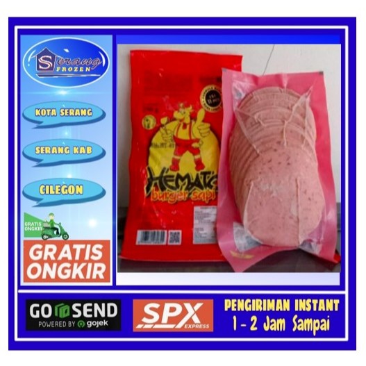 

Daging Burger, Hemato Beef Burger 250gr (isi 11's), isian burger, Serang Frozen