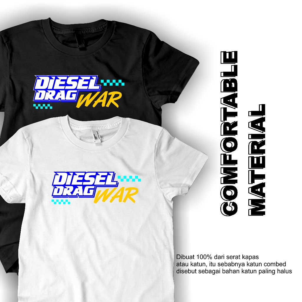 FREE Sticker T-shirt Kaos PRO7 Diesel Drag War Terbaru-Dari Bahan Katun 30s-Produk HLCYWVE T-Shirt