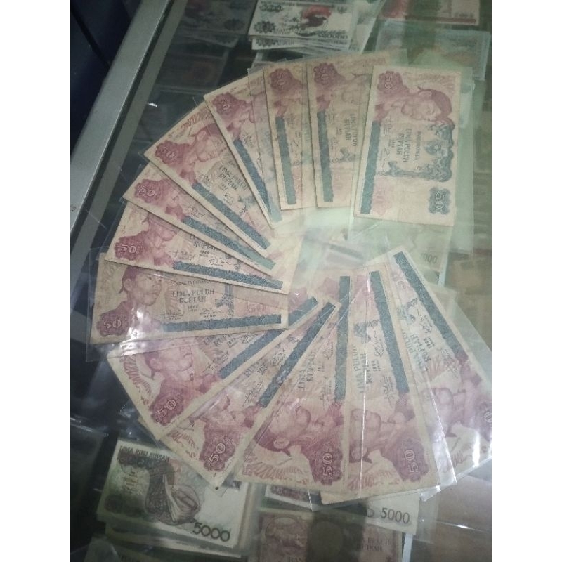 uang kuno indonesia 50 rupiah soedirman 1968 asli bekas edar apa adanya
