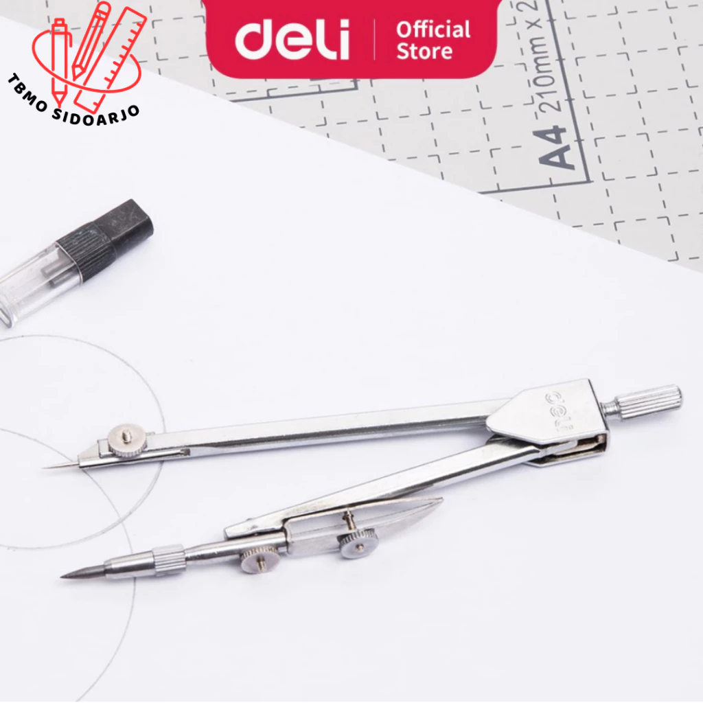 

Deli E8601 Jangka-Metal 2pcs Assembled Compass w/pencil-Silver