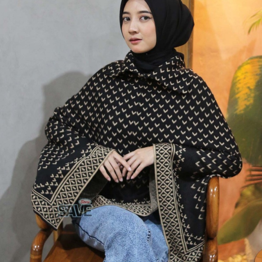 HJ6 Yuki Knit Poncho  Rajut Poncho Impor Atasan Wanita