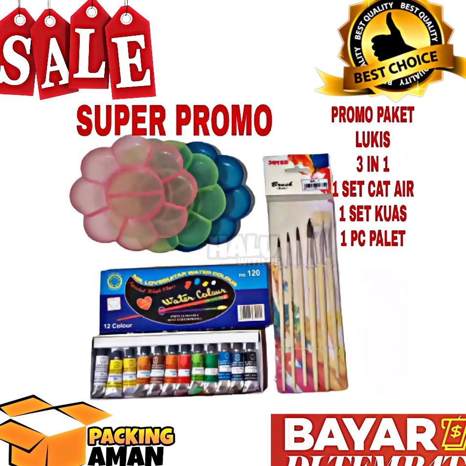 

Kejar Surprise BISA COD PROMO 1 Set Paket Melukis 3 In 1 Kuas Lukis Cat Air Palet Peralatan Kuas Seni Lukis