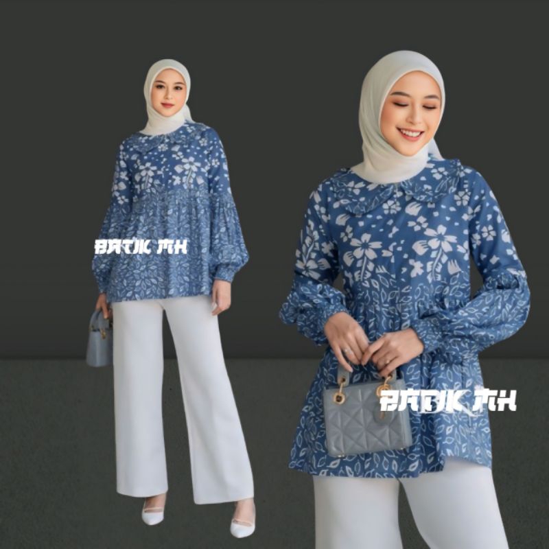 blouse batik modern Atasan wanita model blouse atasan batik wanita