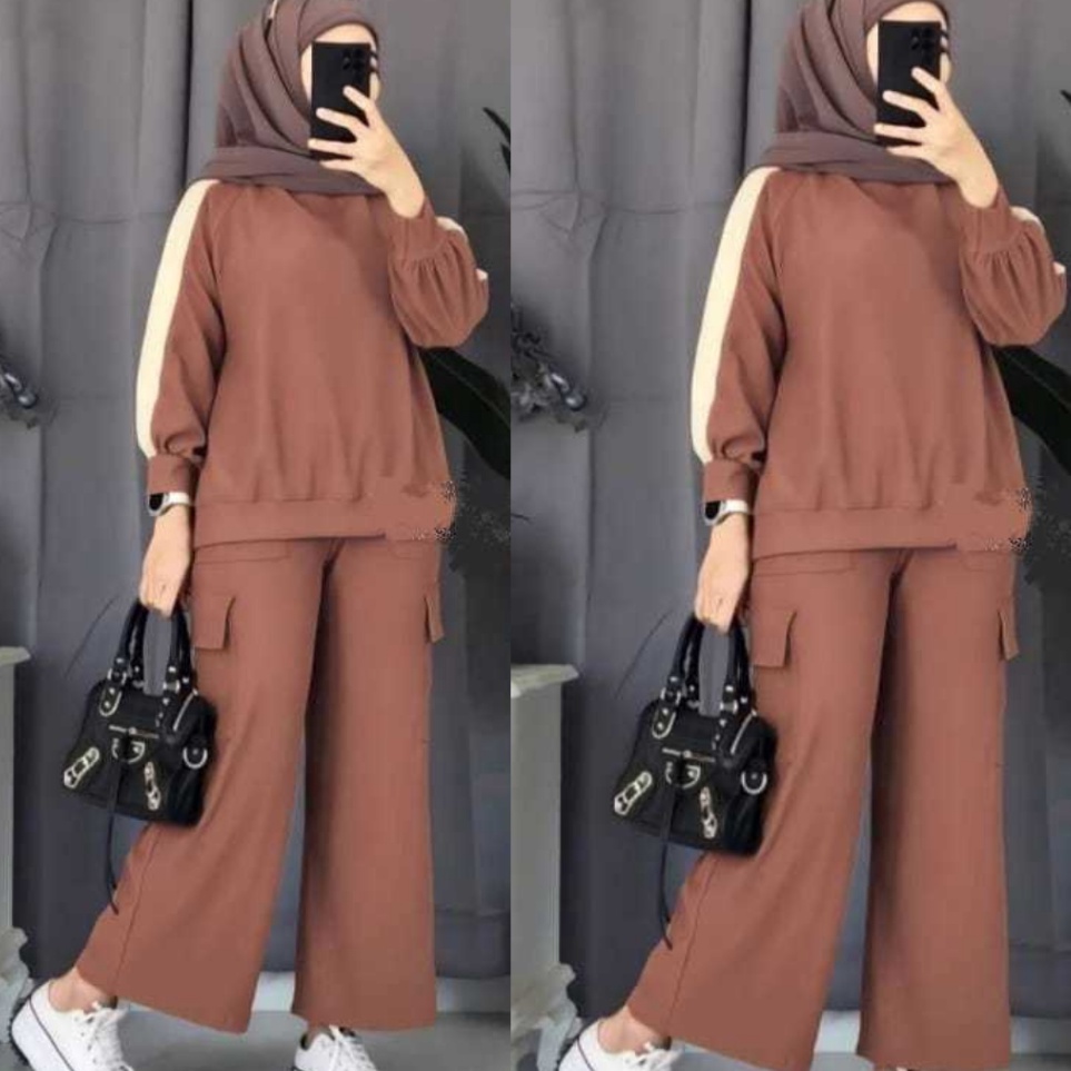 Super Sale Setelan Cargo Ziza  Setelan Cargo Wanita Remaja Dewasa  Set Atasan Celana Cargo