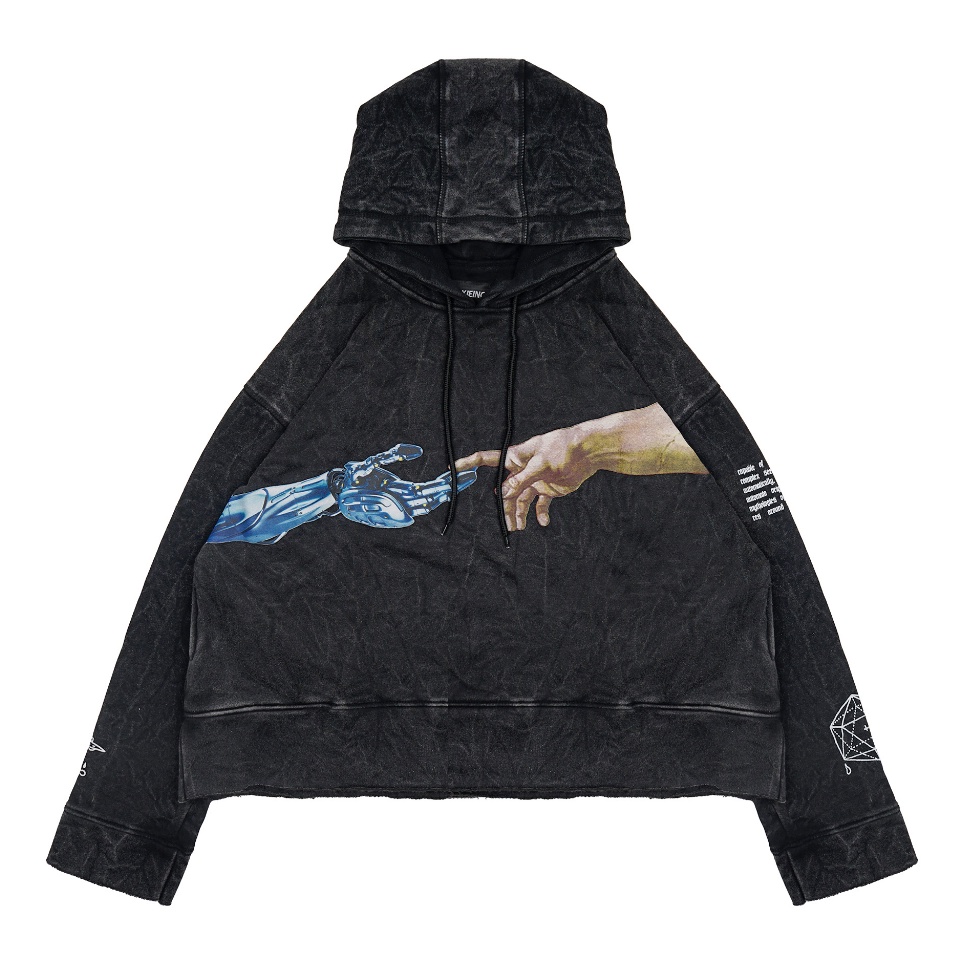 Moxie Hoodie Crop Washed Unfinish Oversize Touch