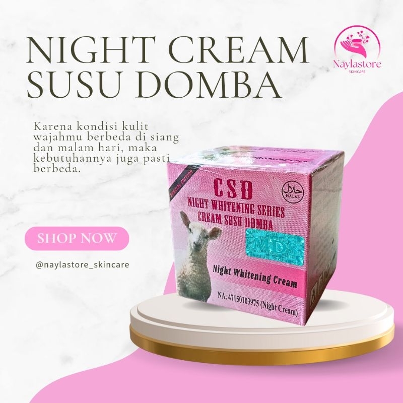 Night Cream Susu Domba MDS 30gr - Krim Malam CSD Kemasan Besar