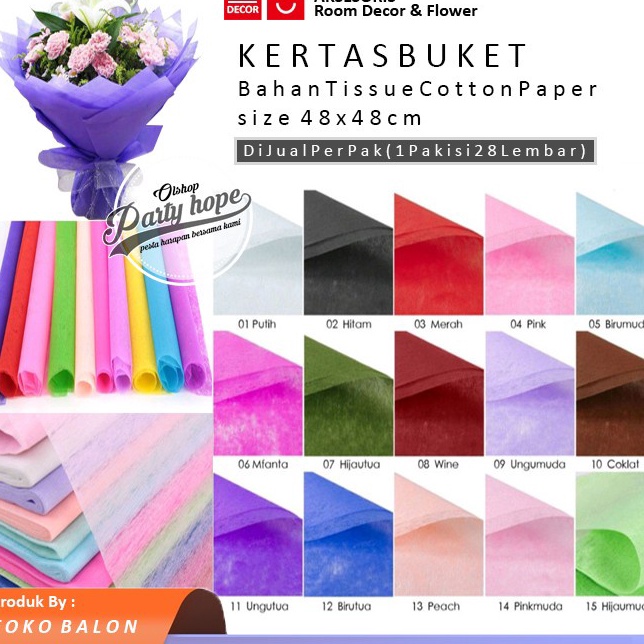 

Hot Sale isi 28 Kertas Tisu Buket Bunga Tissue Cotton Paper Wrapping Flower bouquet paper