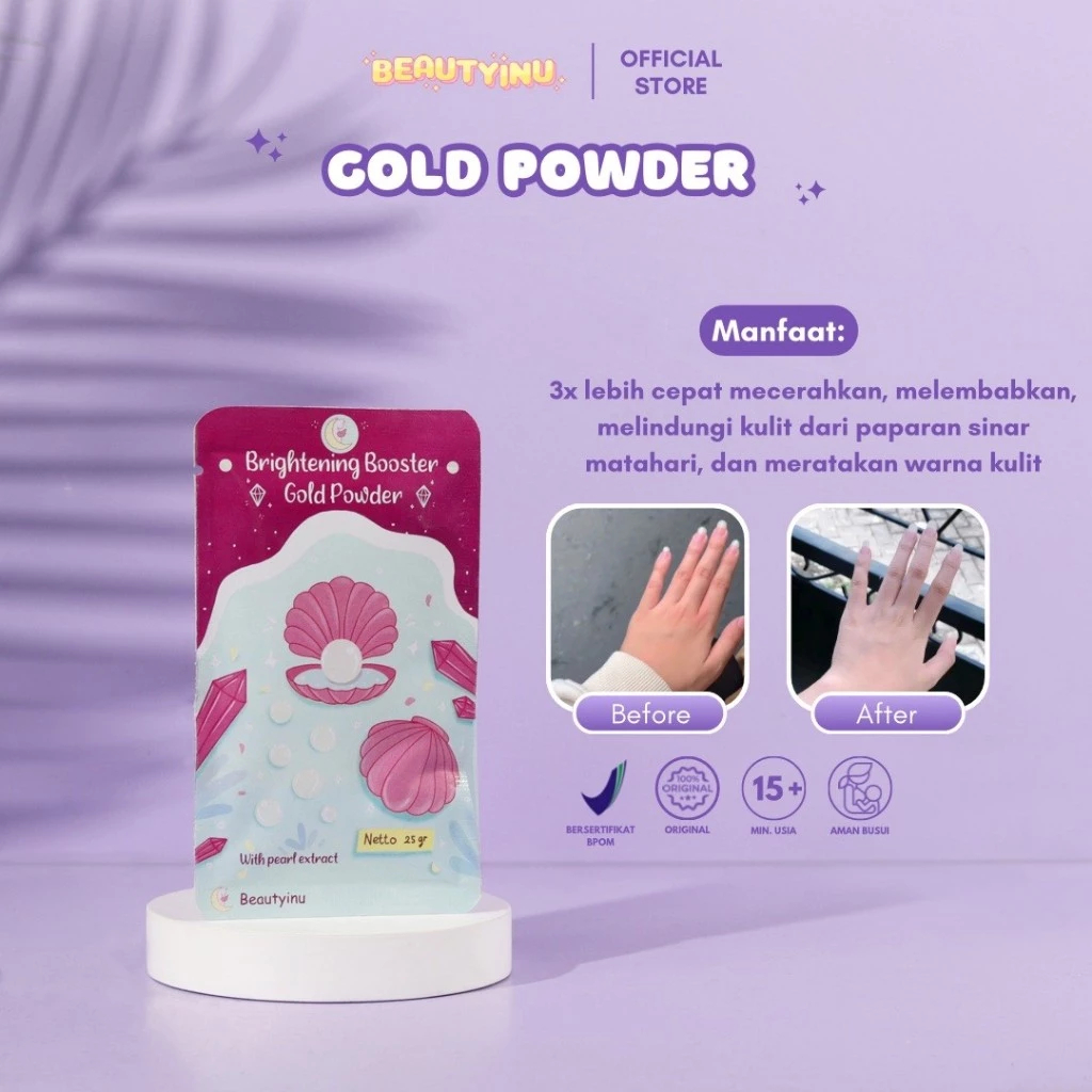 Brightening Booster Gold Powder - Beautyinu Serbuk Pemutih Badan & Wajah