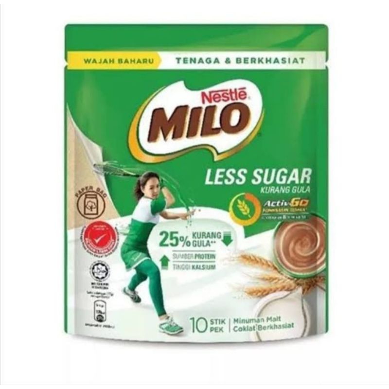 

MILO Activ-Go Less Sugar Bubuk Malt Coklat Malay (10 sachet)