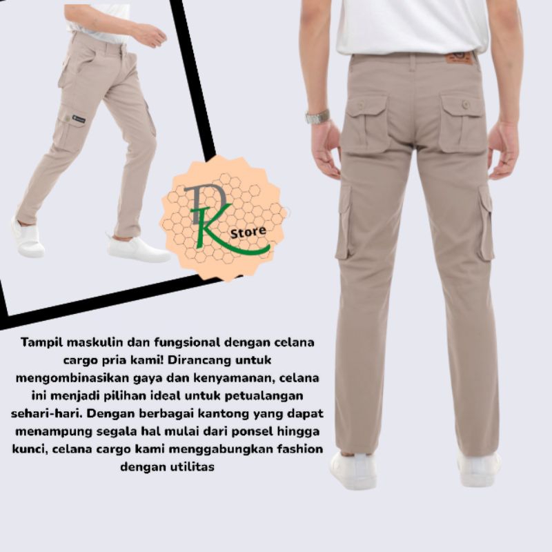 R2 Celana Panjang Cargo Pants Pria Bahan Cotton Twill Stretch