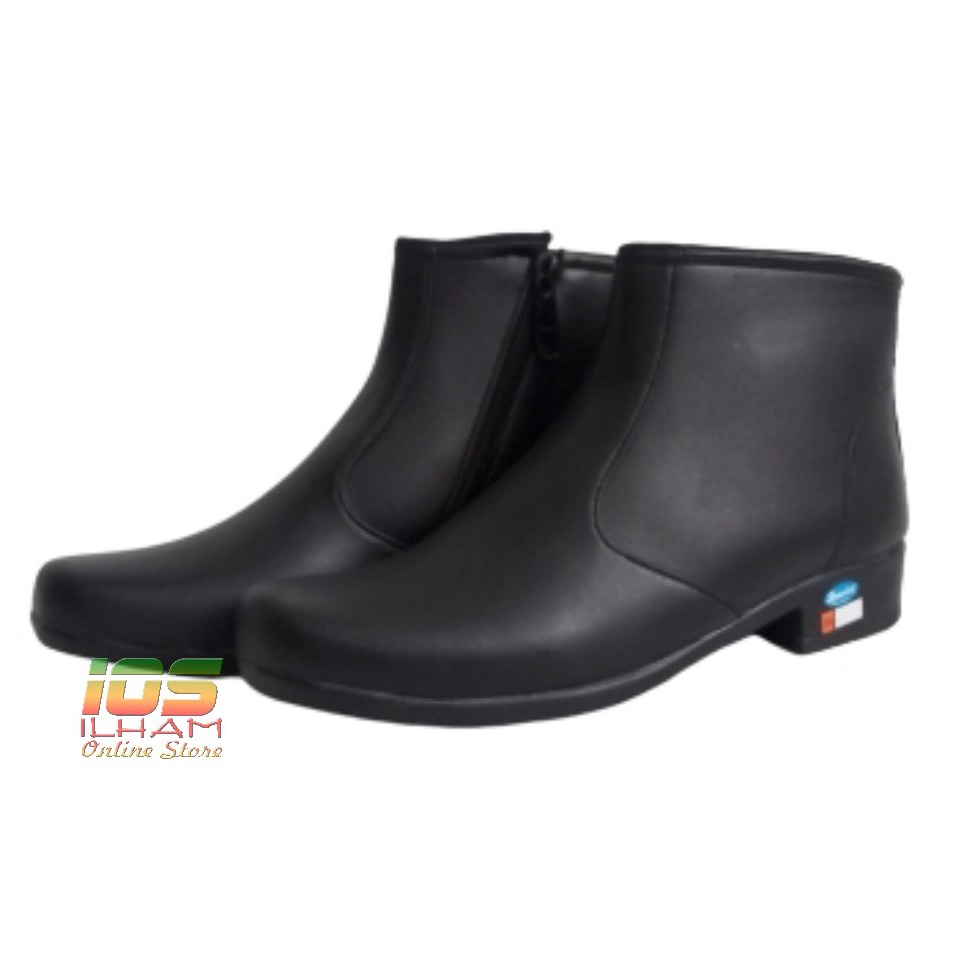 KODE A65U Gucci CWE Sepatu Pantofel PDH PDL Boot Hak 3Cm Resleting Wanita Polwan Size 3741 Hitam
