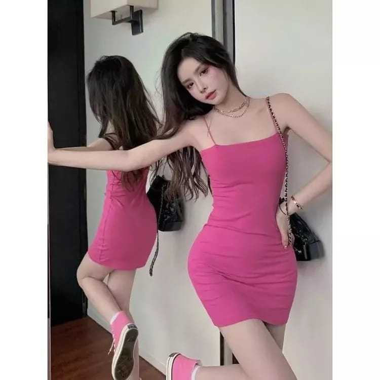 HOT DEALS DRESS TANKTOP SEXY WANITA DEWASA BODYCON TALI SPAGHETTI TANKTOP STREET KOREAN PARTY STYLE