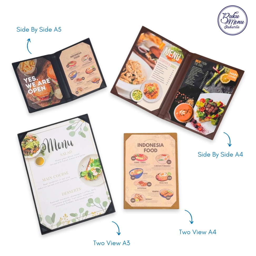 

KODE O78Z Buku Menu Kulit Cafe Coffee Shop Model Two View Side By Side Ukuran A5A4A3 Ready Stock