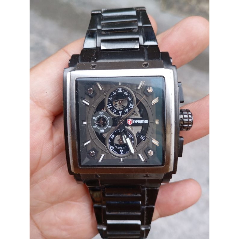 jam tangan expedition e6731m tank chronograph second bekas original