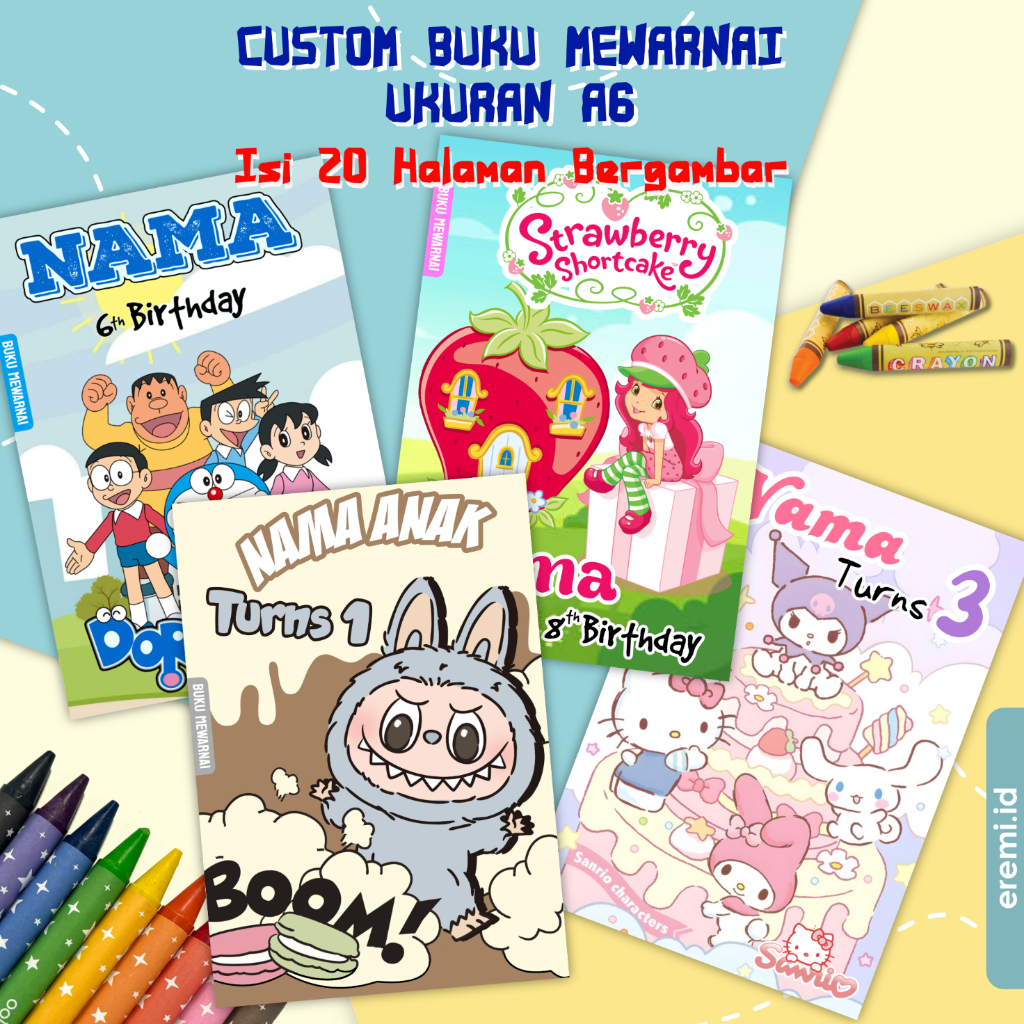 Buku Mewarnai Custom Coloring Book Souvenir Ulang Tahun Anak
