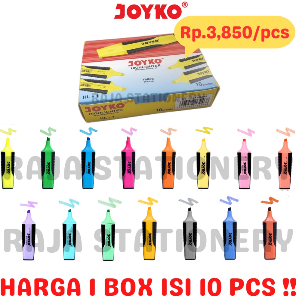 

KODE E63D Joyko HIGHLIGHTER PASTEL NEON COLOUR PENANDA JOYKO WARNA NEON PASTEL BOX 1PCS